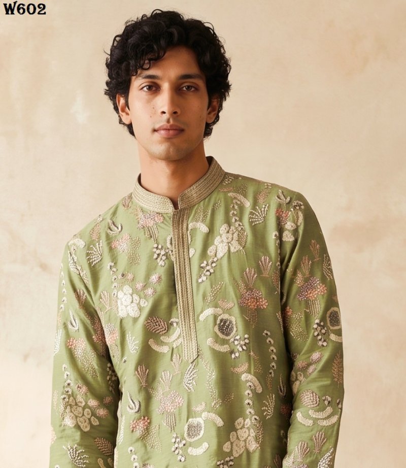 Outluk Wedding Vol 60 Silk Mens Kurta With Pajama 